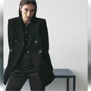 ZARA ZW COLLECTION GREEN DOUBLE BREASTED CORDUROY BLAZER 🤩